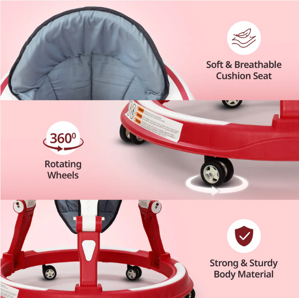 Elegant 360° Baby Walker 9+ Months | 3 Level Height Adjustment Walker/Advanced Baby Activity Walker