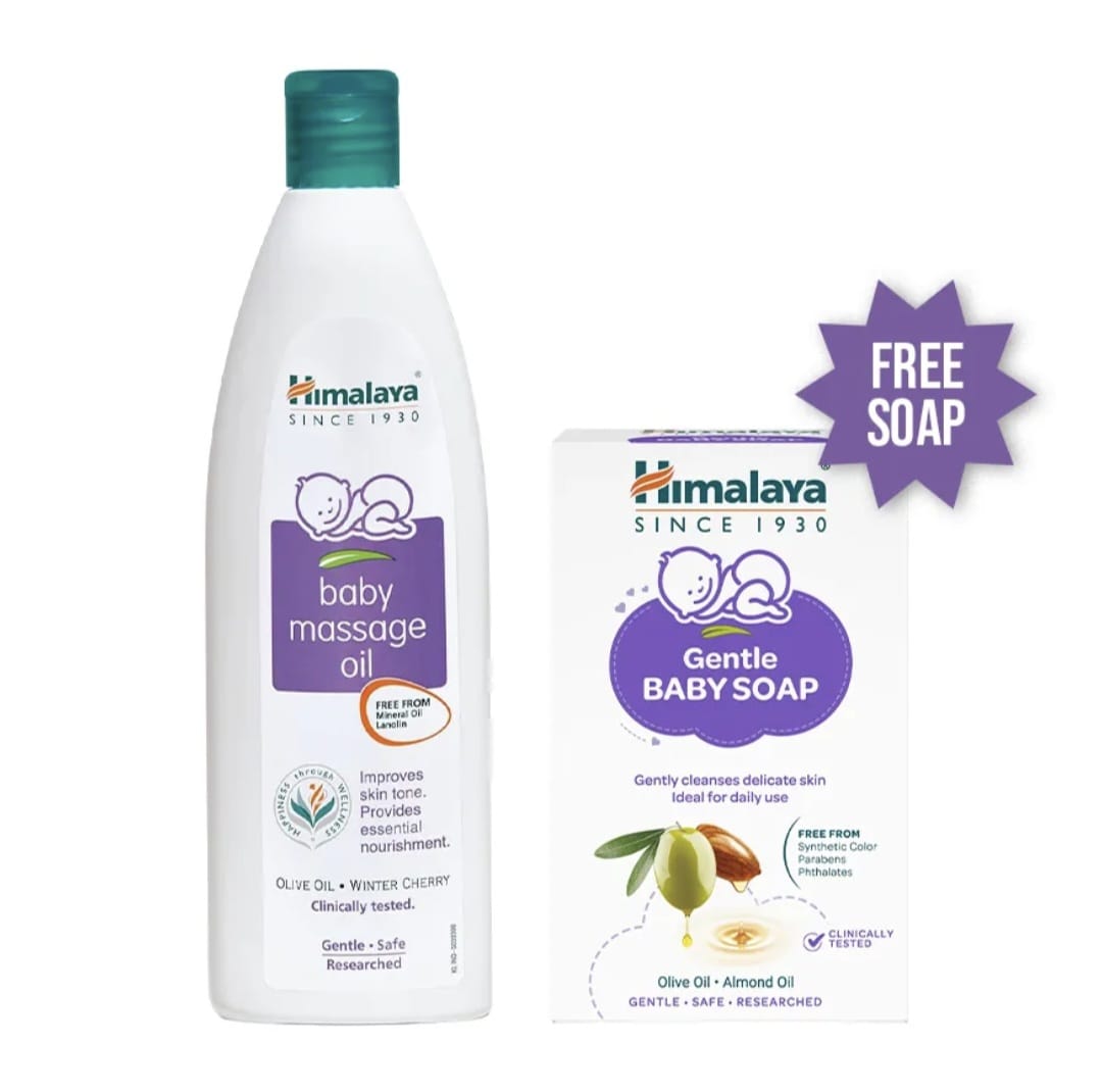 Himalaya Baby Massage Oil-100ML With 50G Free Gentle Baby Soap