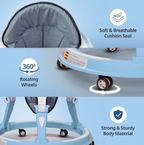LuvLap 360° Joy Baby Walkers for 9+ Months | 3 Level Height Adjustment Walker with Switchable Food & Musical Toy Tray / Advanced Baby Activity Walker for Kids