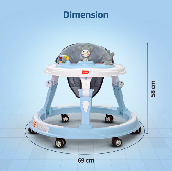 LuvLap 360° Joy Baby Walkers for 9+ Months | 3 Level Height Adjustment Walker with Switchable Food & Musical Toy Tray / Advanced Baby Activity Walker for Kids