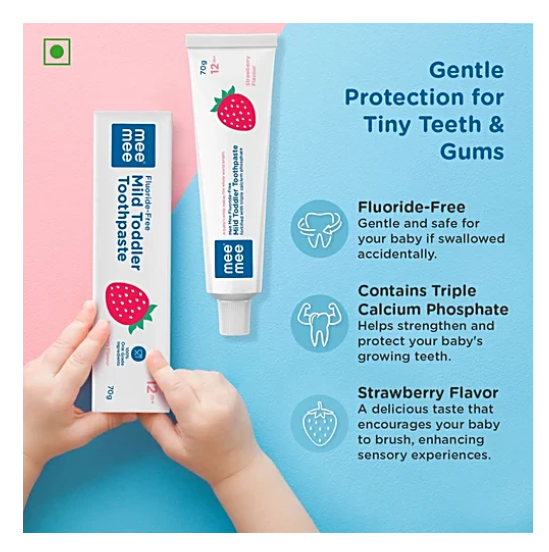 Mee Mee Flouride- Free Mild Toddler Toothpaste Strawberry Flavour -70G