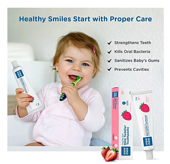 Mee Mee Flouride- Free Mild Toddler Toothpaste Strawberry Flavour -70G