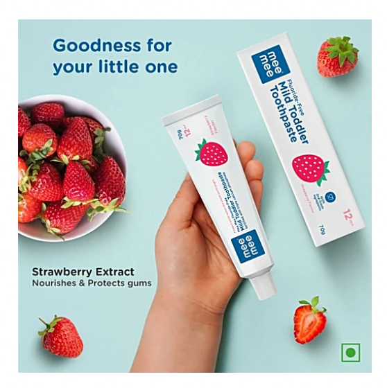 Mee Mee Flouride- Free Mild Toddler Toothpaste Strawberry Flavour -70G