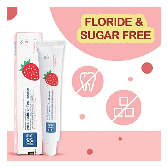 Mee Mee Flouride- Free Mild Toddler Toothpaste Strawberry Flavour -70G