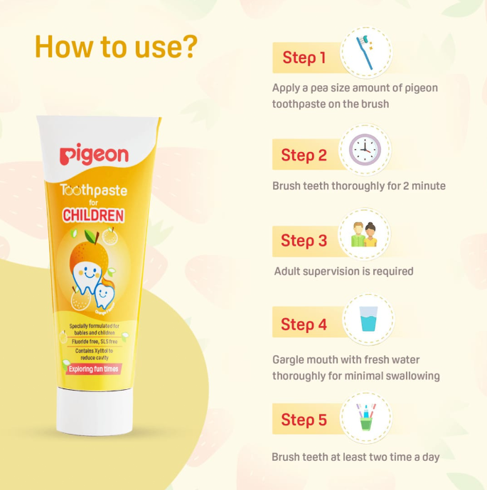 Pigeon Toothpaste For Children Orange Flavour-45G