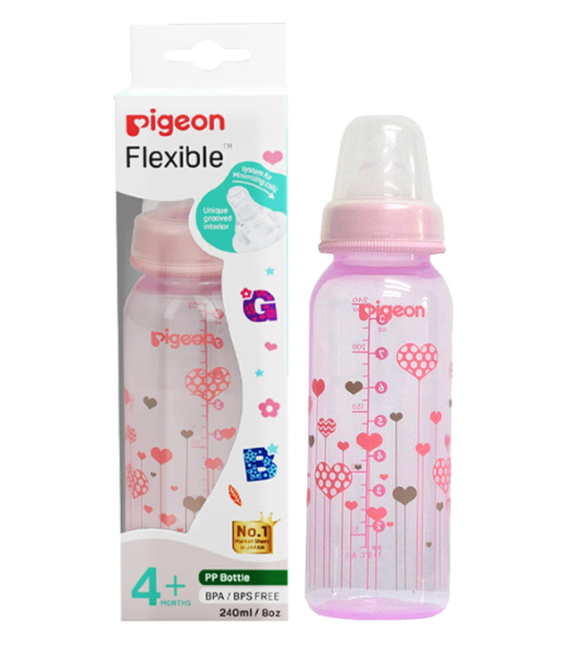 Pigeon Flexible 4+ Months PP Feeding Bottle - PINK 240 ML