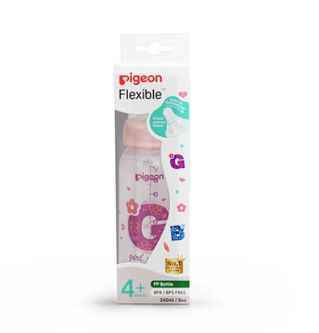 Pigeon Flexible 4+ Months PP Feeding Bottle - PINK 240 ML