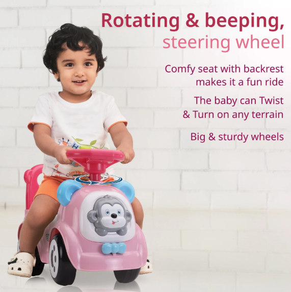 Sunny Ride on & Car for Kids with Music & Horn Steering, Push Car for Baby with Backrest, Safety Guard, Under Seat Storage & Big Wheels, Ride on for Kids 1 to 3 Years Upto 20 Kgs