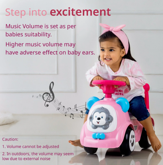 Sunny Ride on & Car for Kids with Music & Horn Steering, Push Car for Baby with Backrest, Safety Guard, Under Seat Storage & Big Wheels, Ride on for Kids 1 to 3 Years Upto 20 Kgs