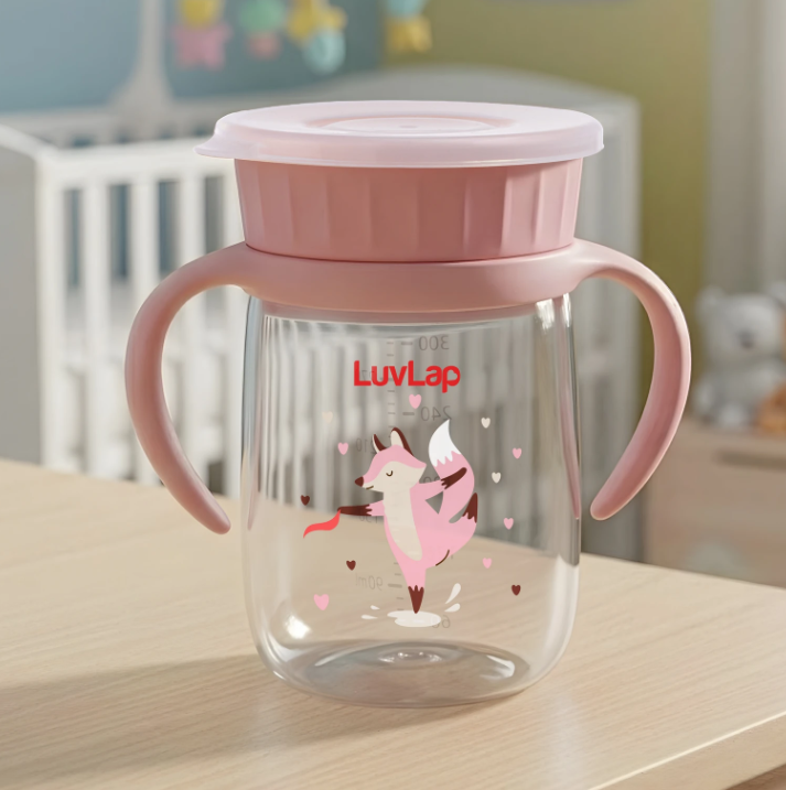 Luvlap Shine Sipper 360° Soft Spout Trainer Sipper for Kids, 360ml, Leakproof &amp; Spillproof Sippy Cup for Kids, Twin Easy-Grip Handles, BPA-Free, Ergonomic Design, Dust Cover, Lightweight, 18 M+&nbsp;