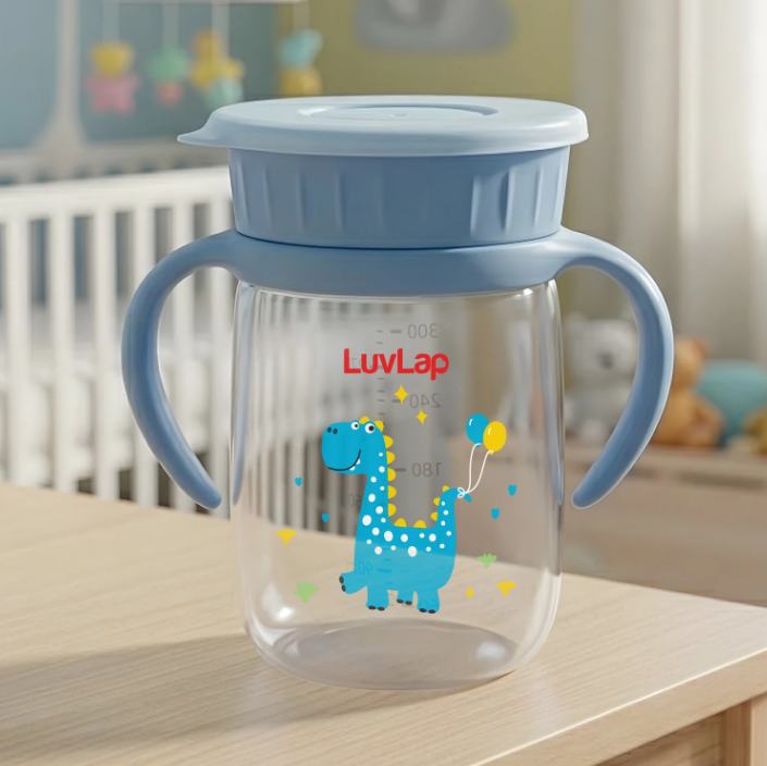 Luvlap Shine Sipper 360° Soft Spout Trainer Sipper for Kids, 360ml, Leakproof &amp; Spillproof Sippy Cup for Kids, Twin Easy-Grip Handles, BPA-Free, Ergonomic Design, Dust Cover, Lightweight, 18 M+&nbsp;