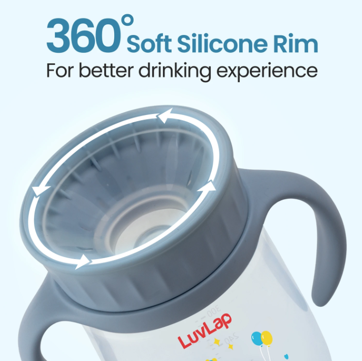 Luvlap Shine Sipper 360° Soft Spout Trainer Sipper for Kids, 360ml, Leakproof &amp; Spillproof Sippy Cup for Kids, Twin Easy-Grip Handles, BPA-Free, Ergonomic Design, Dust Cover, Lightweight, 18 M+&nbsp;