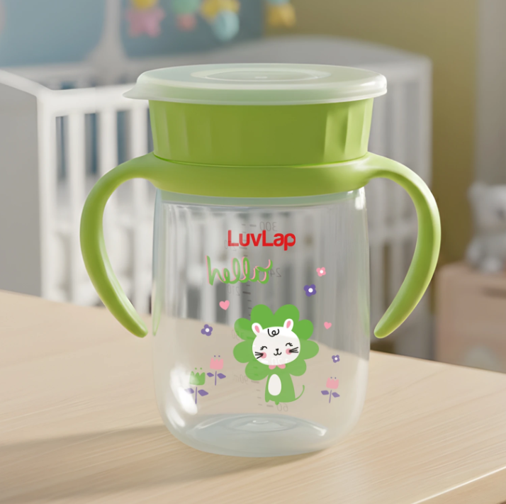 Luvlap Shine Sipper 360° Soft Spout Trainer Sipper for Kids, 360ml, Leakproof &amp; Spillproof Sippy Cup for Kids, Twin Easy-Grip Handles, BPA-Free, Ergonomic Design, Dust Cover, Lightweight, 18 M+&nbsp;