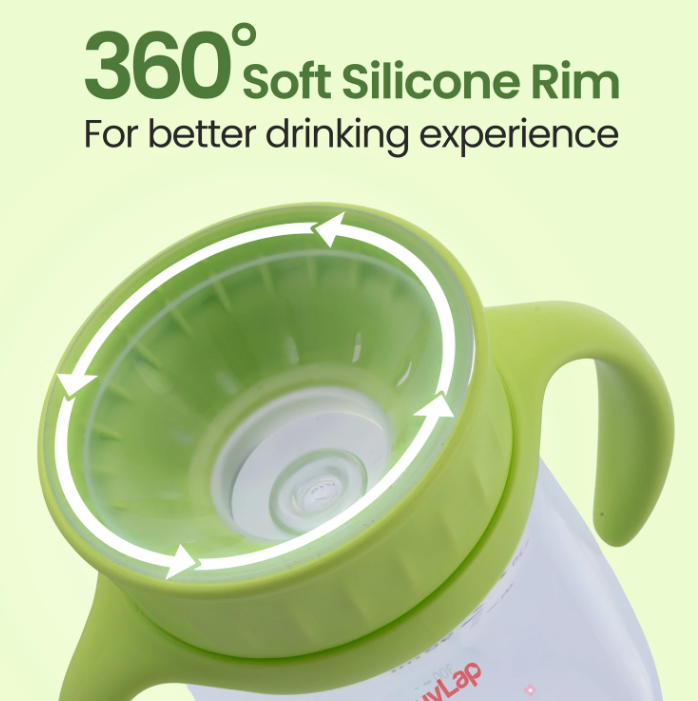 Luvlap Shine Sipper 360° Soft Spout Trainer Sipper for Kids, 360ml, Leakproof &amp; Spillproof Sippy Cup for Kids, Twin Easy-Grip Handles, BPA-Free, Ergonomic Design, Dust Cover, Lightweight, 18 M+&nbsp;