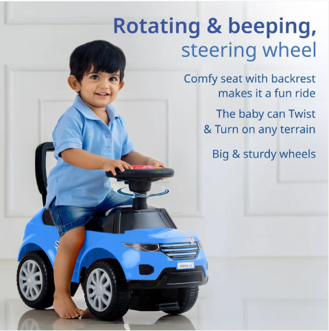LuvLap Starlight Ride on & Car for Kids with Music & Horn Steering, Push Car for Baby with Backrest, Safety Guard, Under Seat Storage & Big Wheels, Ride on for Kids 1 to 3 Years Upto 20 Kgs