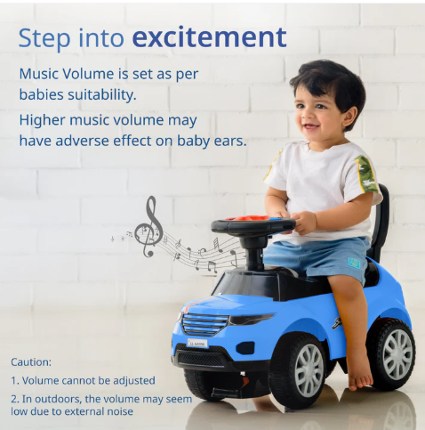 LuvLap Starlight Ride on & Car for Kids with Music & Horn Steering, Push Car for Baby with Backrest, Safety Guard, Under Seat Storage & Big Wheels, Ride on for Kids 1 to 3 Years Upto 20 Kgs