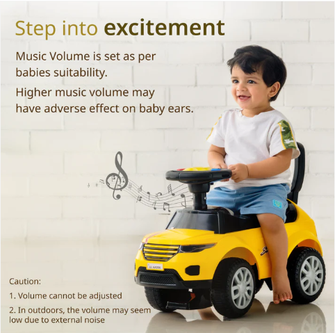 LuvLap Starlight Ride on & Car for Kids with Music & Horn Steering, Push Car for Baby with Backrest, Safety Guard, Under Seat Storage & Big Wheels, Ride on for Kids 1 to 3 Years Upto 20 Kgs