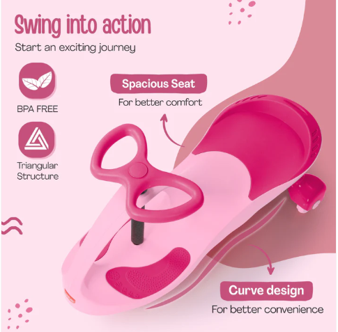 LuvLap Sunshine Swing Car for Kids, Comfortable Seats & Durable, Smooth Wheels, Baby Car, Magic Toy, Push Ride On, 3+ Years, Birthday Gift for Baby Boys & Girls