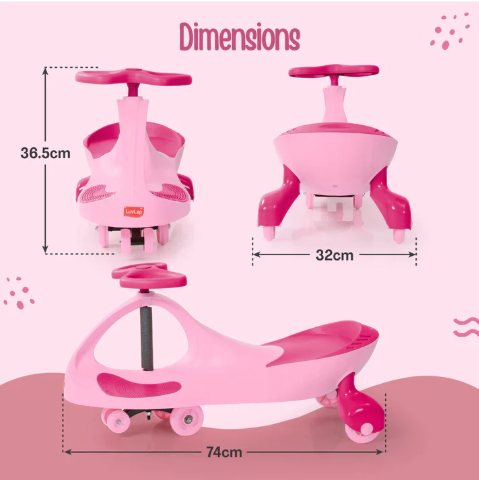 LuvLap Sunshine Swing Car for Kids, Comfortable Seats & Durable, Smooth Wheels, Baby Car, Magic Toy, Push Ride On, 3+ Years, Birthday Gift for Baby Boys & Girls