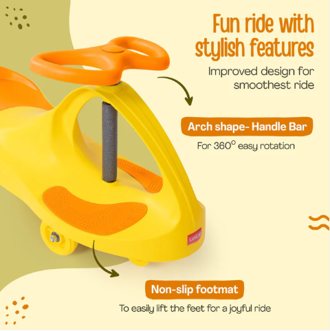 LuvLap Sunshine Swing Car for Kids, Comfortable Seats & Durable, Smooth Wheels, Baby Car, Magic Toy, Push Ride On, 3+ Years, Birthday Gift for Baby Boys & Girls