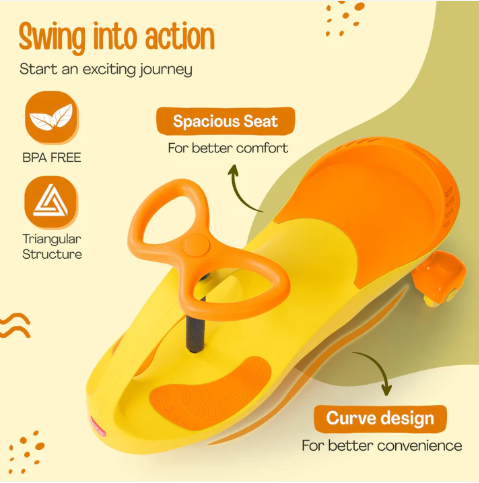 LuvLap Sunshine Swing Car for Kids, Comfortable Seats & Durable, Smooth Wheels, Baby Car, Magic Toy, Push Ride On, 3+ Years, Birthday Gift for Baby Boys & Girls