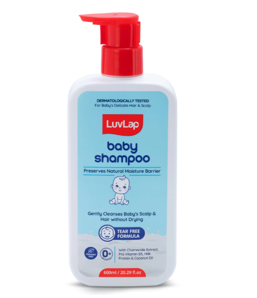 LuvLap Milky Soft Baby Shampoo - 600ml, Tear Free Formula, with Milk Protein, Vitamin E & Coconut Oil, Shea Butter & Chamomile, Gentle Care for Baby's Soft Hair, No Paraben, Dermatologically Tested