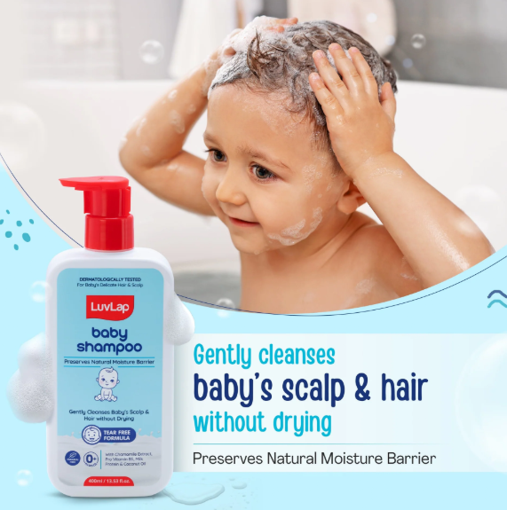 LuvLap Milky Soft Baby Shampoo - 400ml, Tear Free Formula, with Milk Protein, Vitamin E & Coconut Oil, Shea Butter & Chamomile, Gentle Care for Baby's Soft Hair, No Paraben, Dermatologically Tested