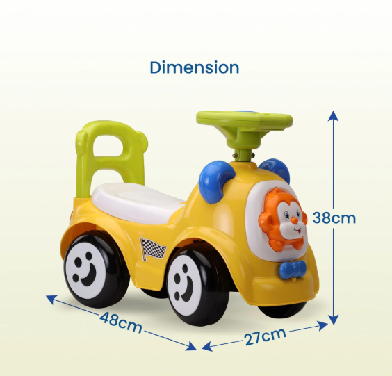 Sunny Ride on & Car for Kids with Music & Horn Steering, Push Car for Baby with Backrest, Safety Guard, Under Seat Storage & Big Wheels, Ride on for Kids 1 to 3 Years Upto 20 Kgs