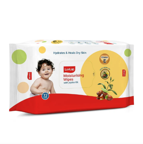 LuvLap Jojoba Oil Baby Wipes, 72 Pcs