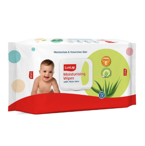 Luvlap Aloe Vera Baby Wipes With Lid, 72 Pcs
