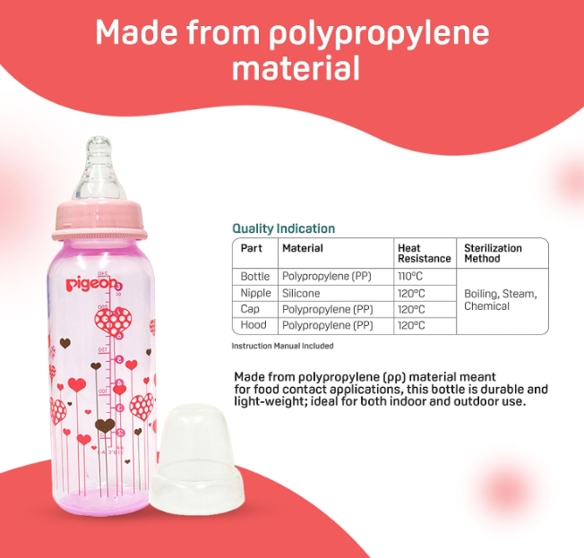 Pigeon Flexible 4+ Months PP Feeding Bottle - PINK 240 ML